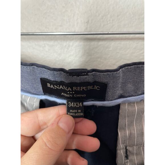 Banana Republic 34x34 Mens Slacks Chino Pants Aiden Chino Navy Blue Slacks - Picture 3 of 5